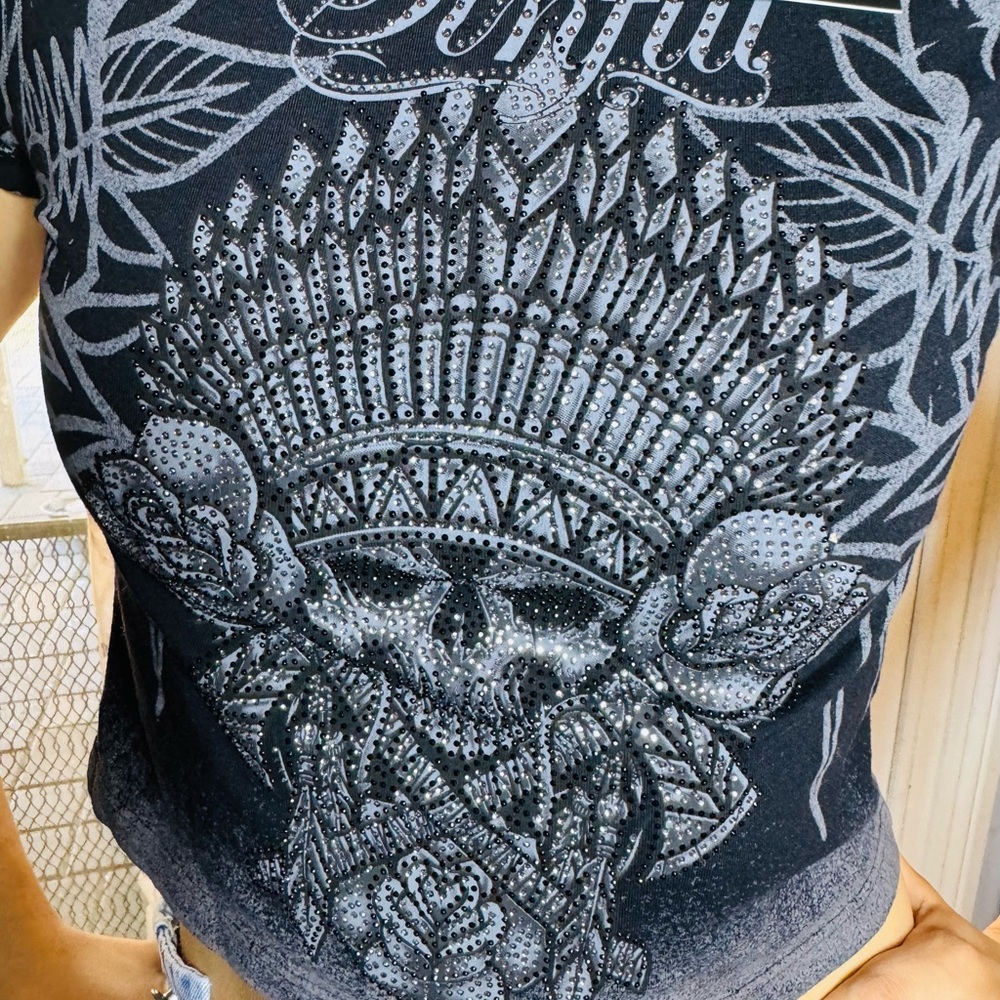 SYNFUL BY AFFLICTION WOMENS SHIRT NWT. WITH STUNNING BLINGSTONES - Picture 6 of 6